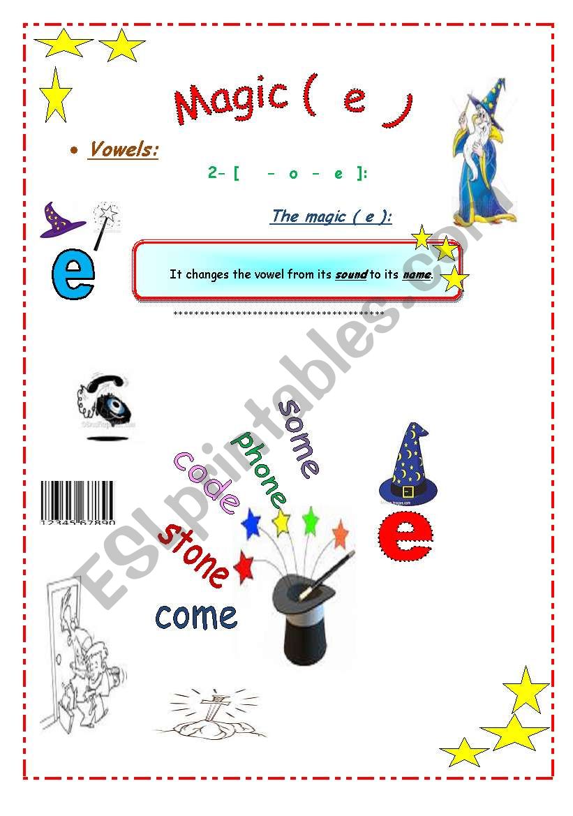 Vowels/ Magic ( e ) [ 1/ 5 ] worksheet